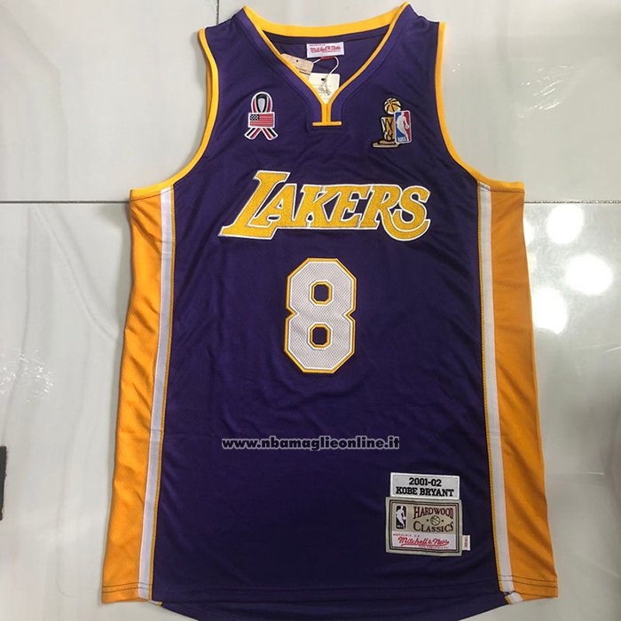 Maglia Los Angeles Lakers Kobe Bryant #8 Mitchell & Ness 2001-02 Viola